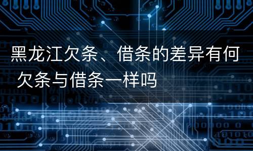 黑龙江欠条、借条的差异有何 欠条与借条一样吗