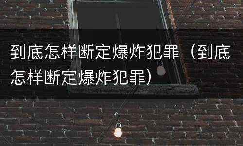 到底怎样断定爆炸犯罪（到底怎样断定爆炸犯罪）