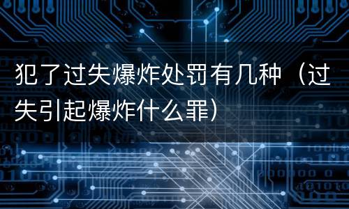 犯了过失爆炸处罚有几种（过失引起爆炸什么罪）