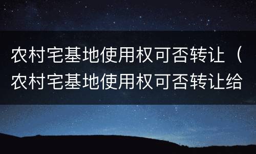 农村宅基地使用权可否转让（农村宅基地使用权可否转让给子女）