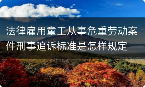 法律雇用童工从事危重劳动案件刑事追诉标准是怎样规定