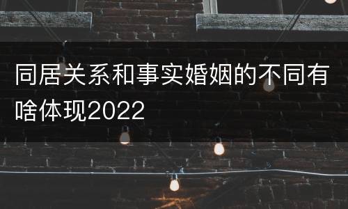 同居关系和事实婚姻的不同有啥体现2022