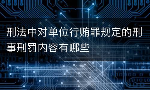 刑法中对单位行贿罪规定的刑事刑罚内容有哪些