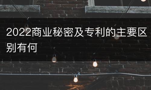 2022商业秘密及专利的主要区别有何