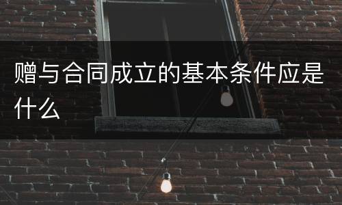赠与合同成立的基本条件应是什么