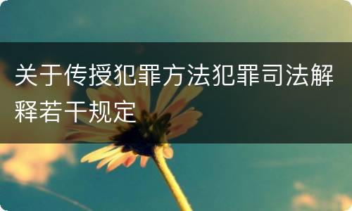 关于传授犯罪方法犯罪司法解释若干规定