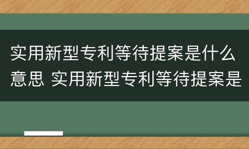 实用新型专利等待提案是什么意思 实用新型专利等待提案是什么意思?