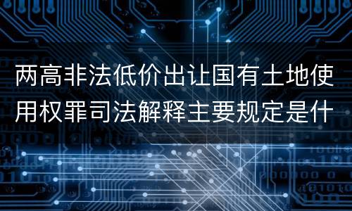 两高非法低价出让国有土地使用权罪司法解释主要规定是什么