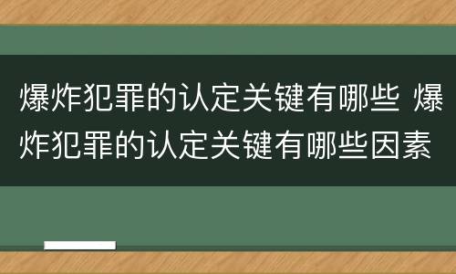 爆炸犯罪的认定关键有哪些 爆炸犯罪的认定关键有哪些因素