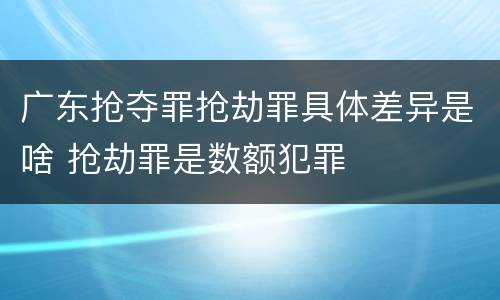 广东抢夺罪抢劫罪具体差异是啥 抢劫罪是数额犯罪