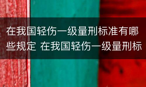 在我国轻伤一级量刑标准有哪些规定 在我国轻伤一级量刑标准有哪些规定呢