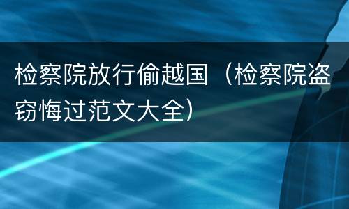 检察院放行偷越国(检察院盗窃悔过范文大全)