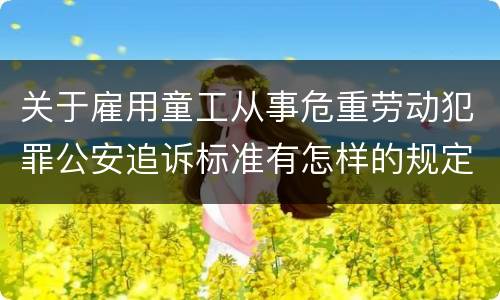 关于雇用童工从事危重劳动犯罪公安追诉标准有怎样的规定