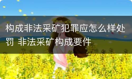 构成非法采矿犯罪应怎么样处罚 非法采矿构成要件