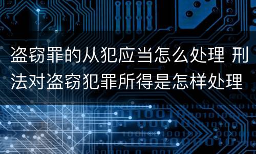 盗窃罪的从犯应当怎么处理 刑法对盗窃犯罪所得是怎样处理的