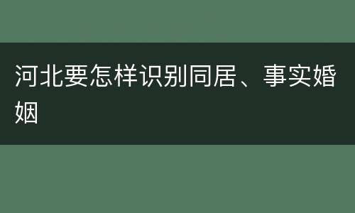 河北要怎样识别同居、事实婚姻
