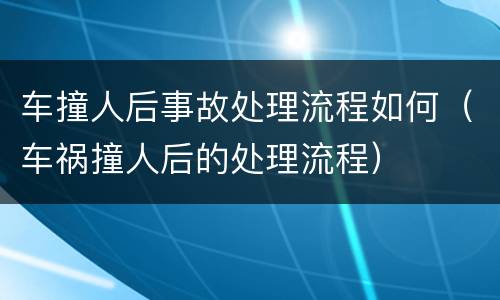 车撞人后事故处理流程如何（车祸撞人后的处理流程）
