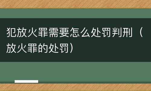 犯放火罪需要怎么处罚判刑(放火罪的处罚)
