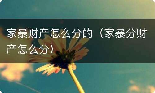 家暴财产怎么分的（家暴分财产怎么分）