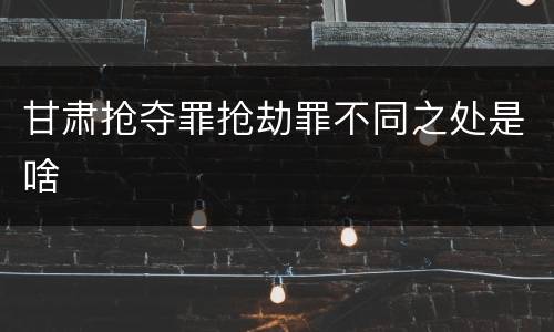 甘肃抢夺罪抢劫罪不同之处是啥