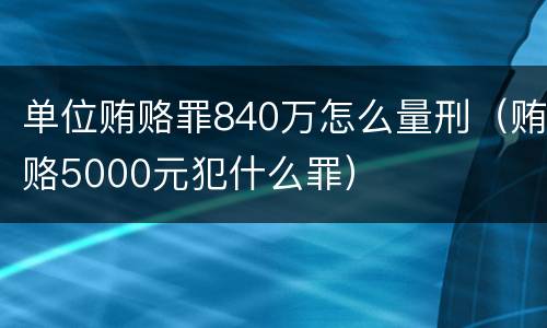 单位贿赂罪840万怎么量刑（贿赂5000元犯什么罪）