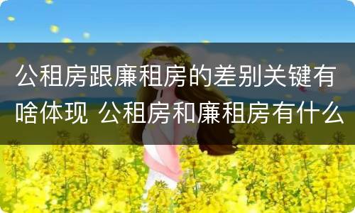 公租房跟廉租房的差别关键有啥体现 公租房和廉租房有什么区别呢