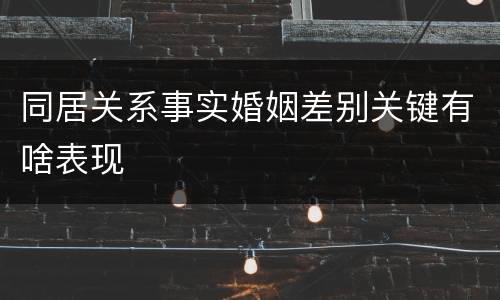 同居关系事实婚姻差别关键有啥表现