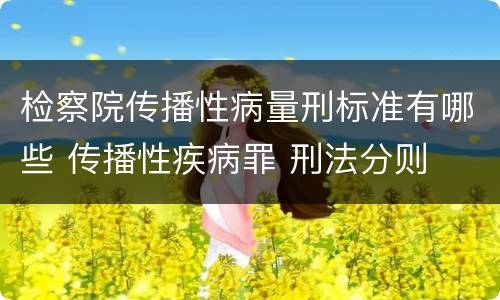 检察院传播性病量刑标准有哪些 传播性疾病罪 刑法分则