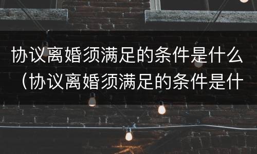 协议离婚须满足的条件是什么（协议离婚须满足的条件是什么呢）