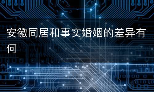 安徽同居和事实婚姻的差异有何