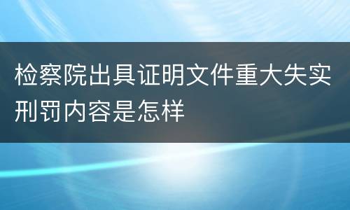 检察院出具证明文件重大失实刑罚内容是怎样