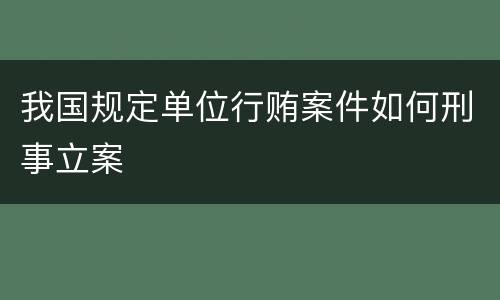 我国规定单位行贿案件如何刑事立案
