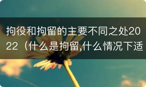 拘役和拘留的主要不同之处2022（什么是拘留,什么情况下适用拘留）
