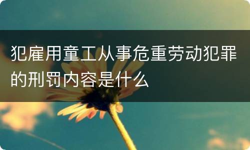犯雇用童工从事危重劳动犯罪的刑罚内容是什么