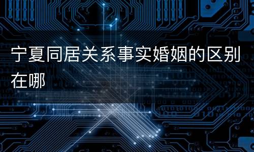 宁夏同居关系事实婚姻的区别在哪