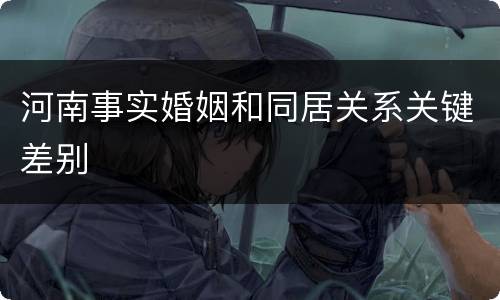 河南事实婚姻和同居关系关键差别