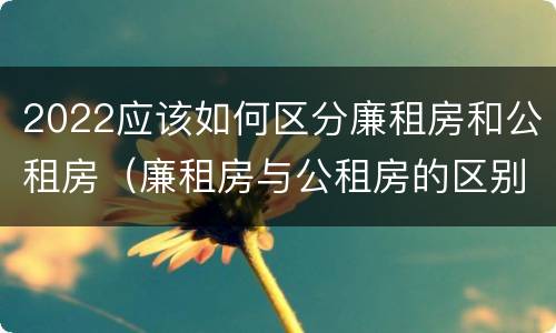 2022应该如何区分廉租房和公租房（廉租房与公租房的区别在哪里）