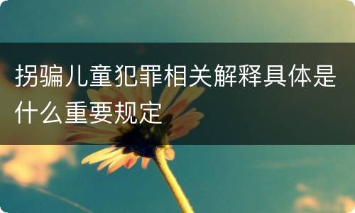 拐骗儿童犯罪相关解释具体是什么重要规定