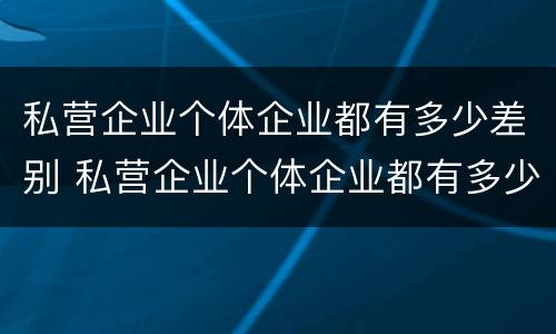 私营企业个体企业都有多少差别 私营企业个体企业都有多少差别呢