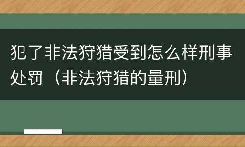 犯了非法狩猎受到怎么样刑事处罚（非法狩猎的量刑）