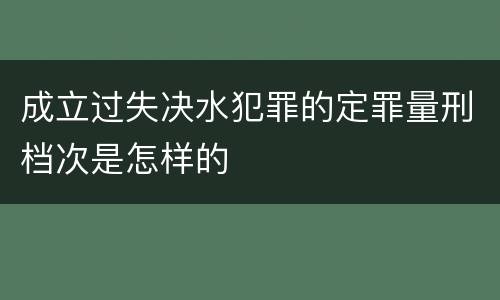 成立过失决水犯罪的定罪量刑档次是怎样的