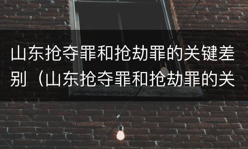 山东抢夺罪和抢劫罪的关键差别（山东抢夺罪和抢劫罪的关键差别在哪）