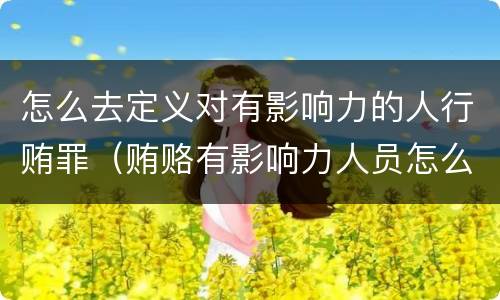 怎么去定义对有影响力的人行贿罪（贿赂有影响力人员怎么定罪）