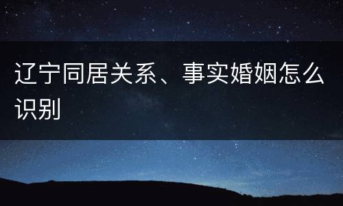 辽宁同居关系、事实婚姻怎么识别
