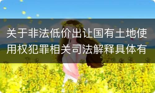 关于非法低价出让国有土地使用权犯罪相关司法解释具体有哪些主要内容
