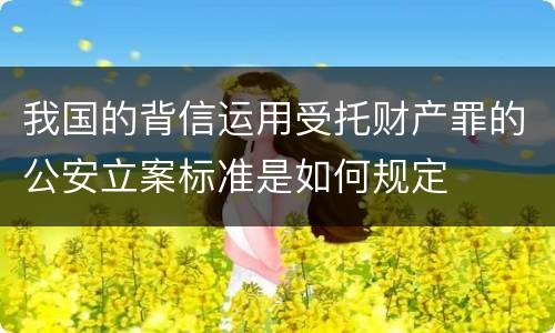 我国的背信运用受托财产罪的公安立案标准是如何规定