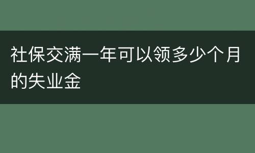 社保交满一年可以领多少个月的失业金