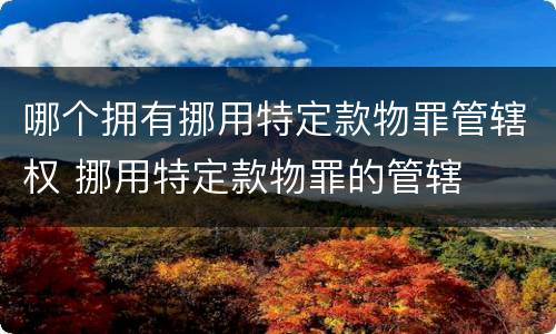 哪个拥有挪用特定款物罪管辖权 挪用特定款物罪的管辖