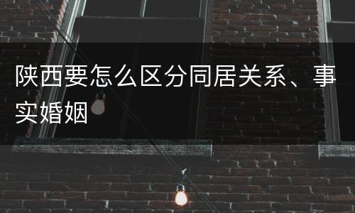 陕西要怎么区分同居关系、事实婚姻