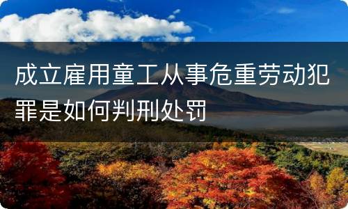 成立雇用童工从事危重劳动犯罪是如何判刑处罚
